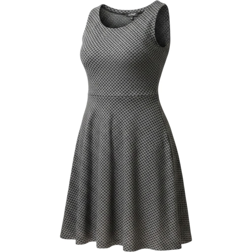 Globus Womens Gray Black Geometric Diamond Knit Sleeveless Fit Flare Dress M